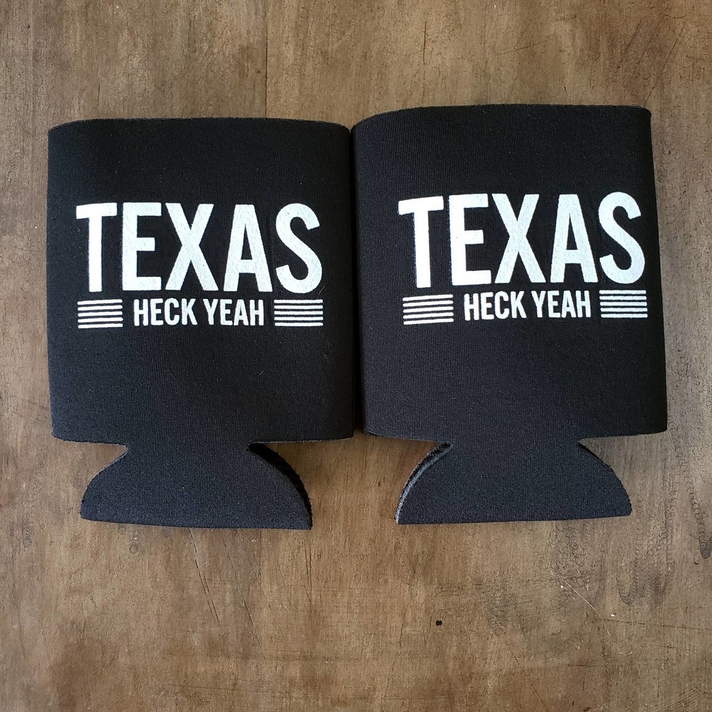 Two Koozies~Texas Heck Yeah Can/Beer/Soda/Pop Koozies/Coozies ~ Set of 2 ~ NEW